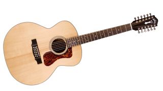 A Guild F-1512 12-string acoustic guitar on a white background