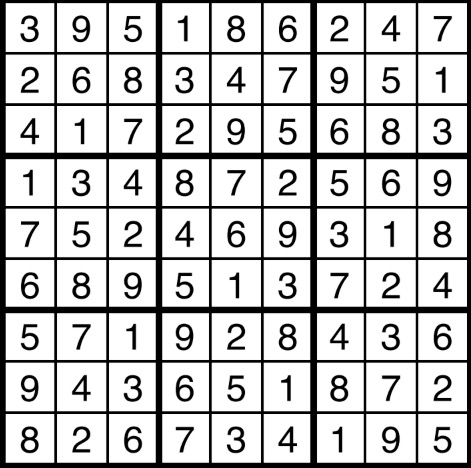 A sudoku solution
