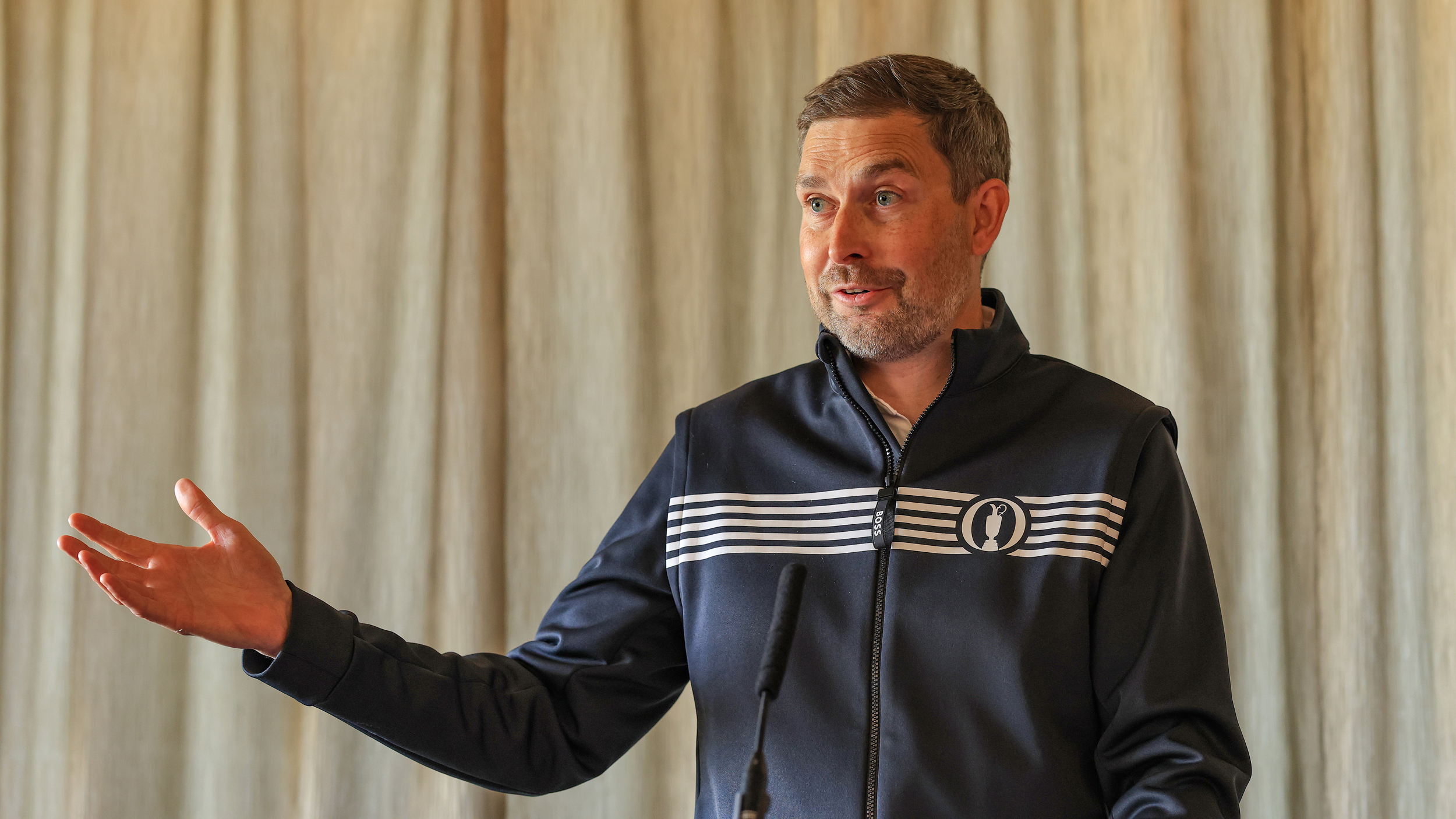 The R&A's CEO, Mark Darbon speaks during the 153rd Open Championship media day