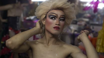 A ladyboy at a cabaret in Thailand 