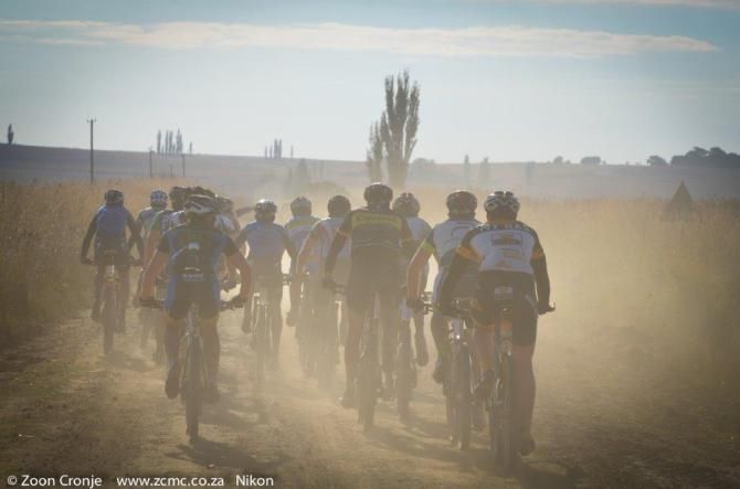 Conditions were dusty in the cool morning