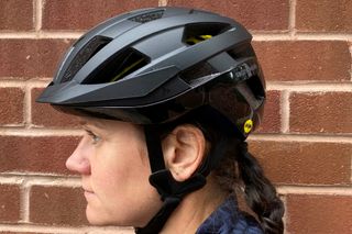 Image shows a rider wearing the Cannondale Junction Adult Helmet which is among the best budget cycling helmets