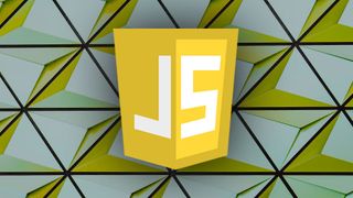 JavaScript logo on triangular patterned background