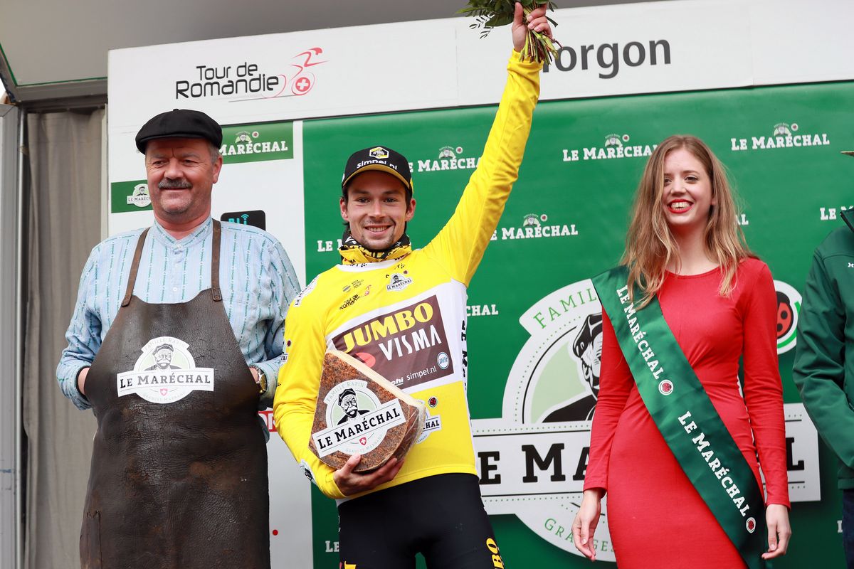Primoz Roglic (Jumbo-Visma) after stage 4 of the Tour de Romandie.