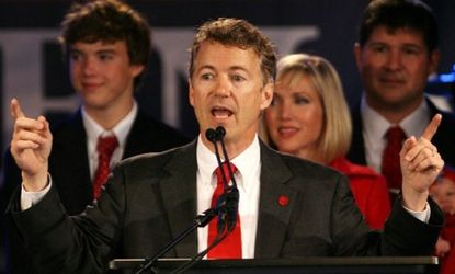 In his victory speech, Rand Paul called the election proof of a "tea party tidal wave."