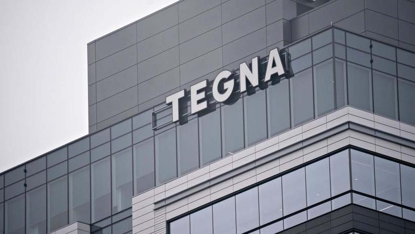 Signage is displayed outside Tegna Inc. headquarters in McLean, Virginia, U.S., on Friday, March, 13, 2020. Comedian and TV producer Byron Allen has made a $20-a-share, all-cash offer for Tegna in a deal that values the TV station owner at $8.5 billion, including debt, according to a person familiar with the situation. Photographer: Andrew Harrer/Bloomberg via Getty Images