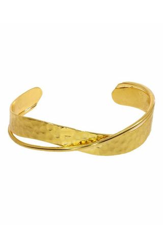 Double Line Hammered Gold Bangle