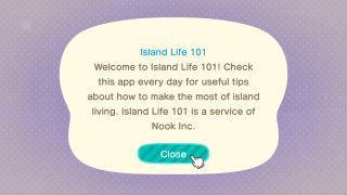 the new Island Life 101 app in Animal Crossing: New Horizons 