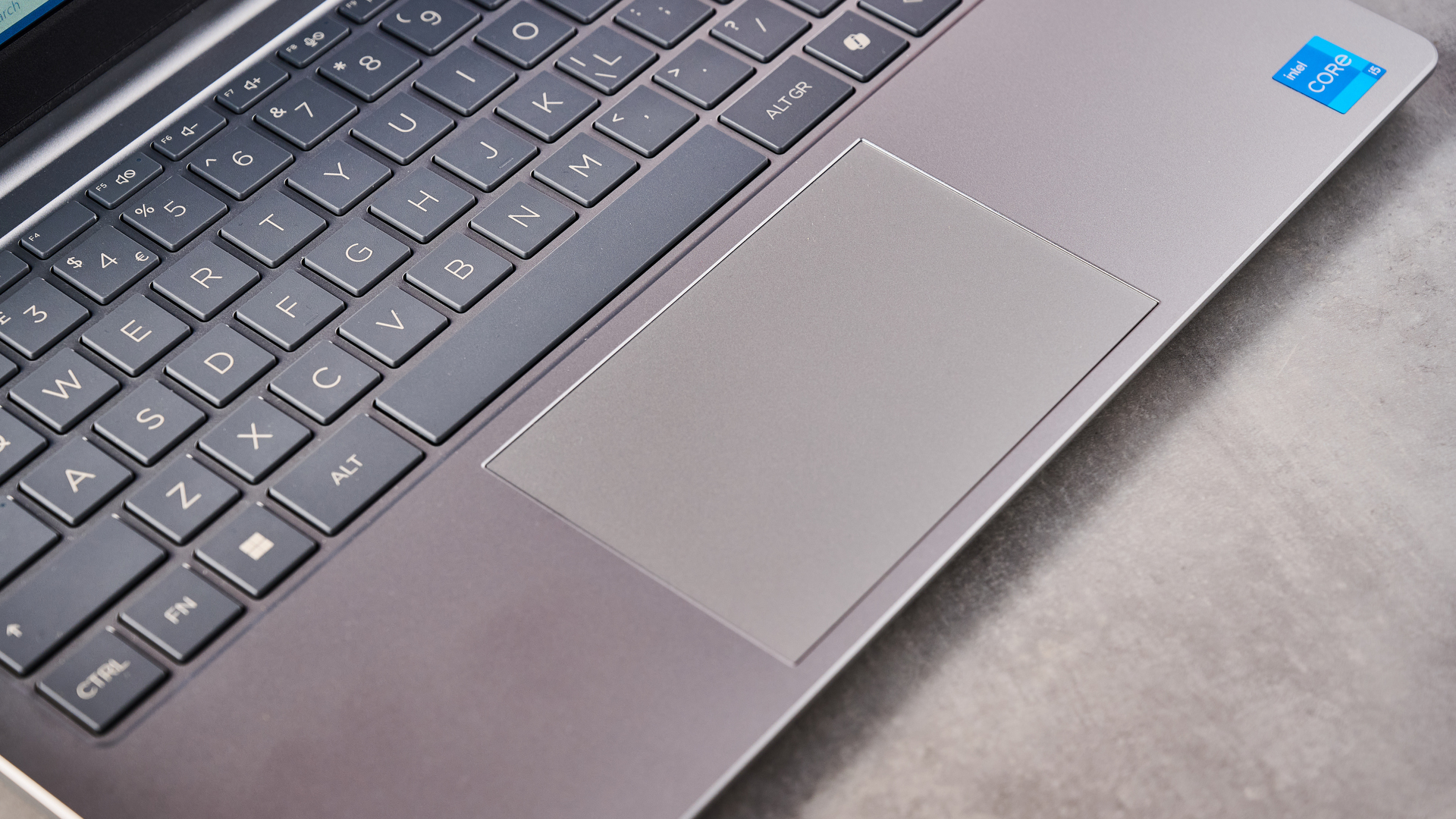 Close-up of touchpad on HP Laptop 14