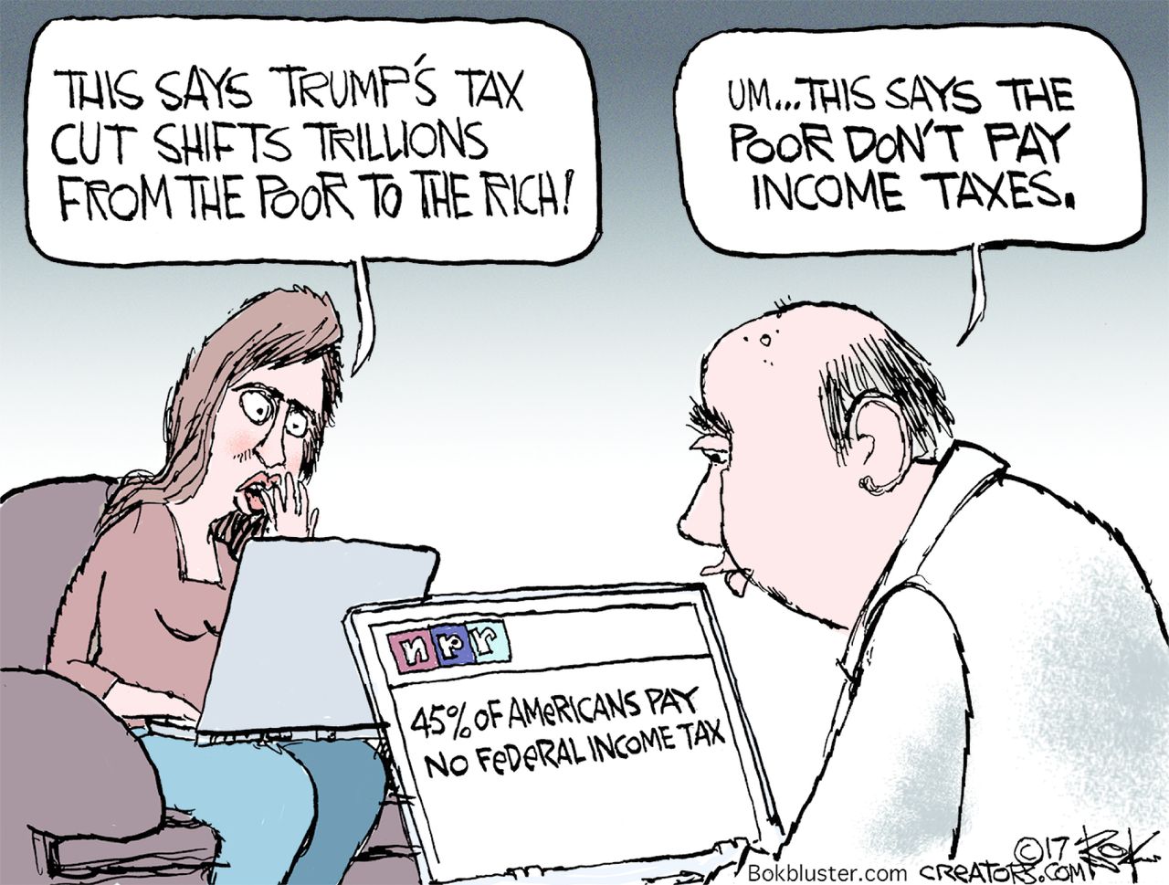 Political Cartoon U.S Trump tax plan poor income tax