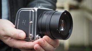 The Hasselblad 907X & CFV 100C medium format camera with digital back, being used by photographer James Artaius