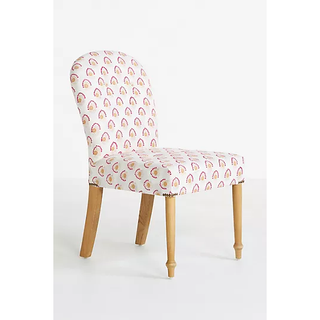 pink and white upholstered dining chair