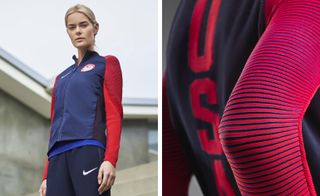 The eye-catching colours continue on to the medal stand outfits for the United States Olympic Committee