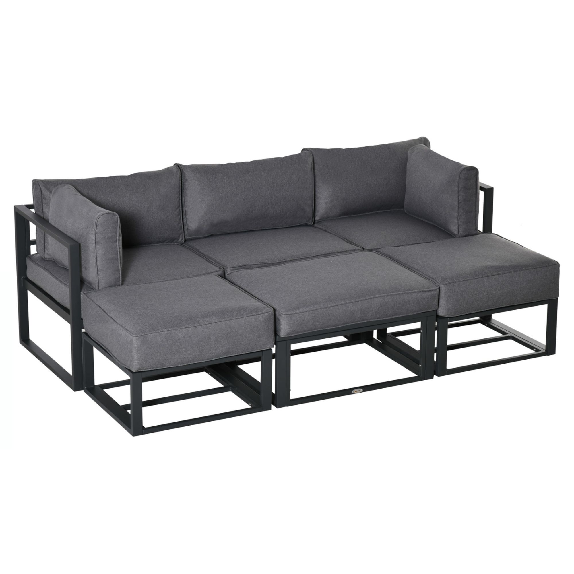 6 Piece All-Aluminium Outdoor Sectional Sofa Set - Grey