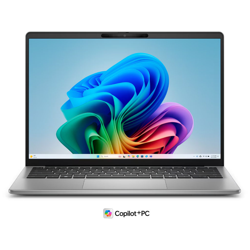 Dell Inspiron 14-Inch IPS LCD FHD+ Laptop with Snapdragon X Plus Copilot+ PC in Titan Gray on white background