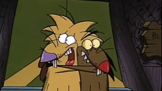 Daggett and Norbit scared in Angry Beavers