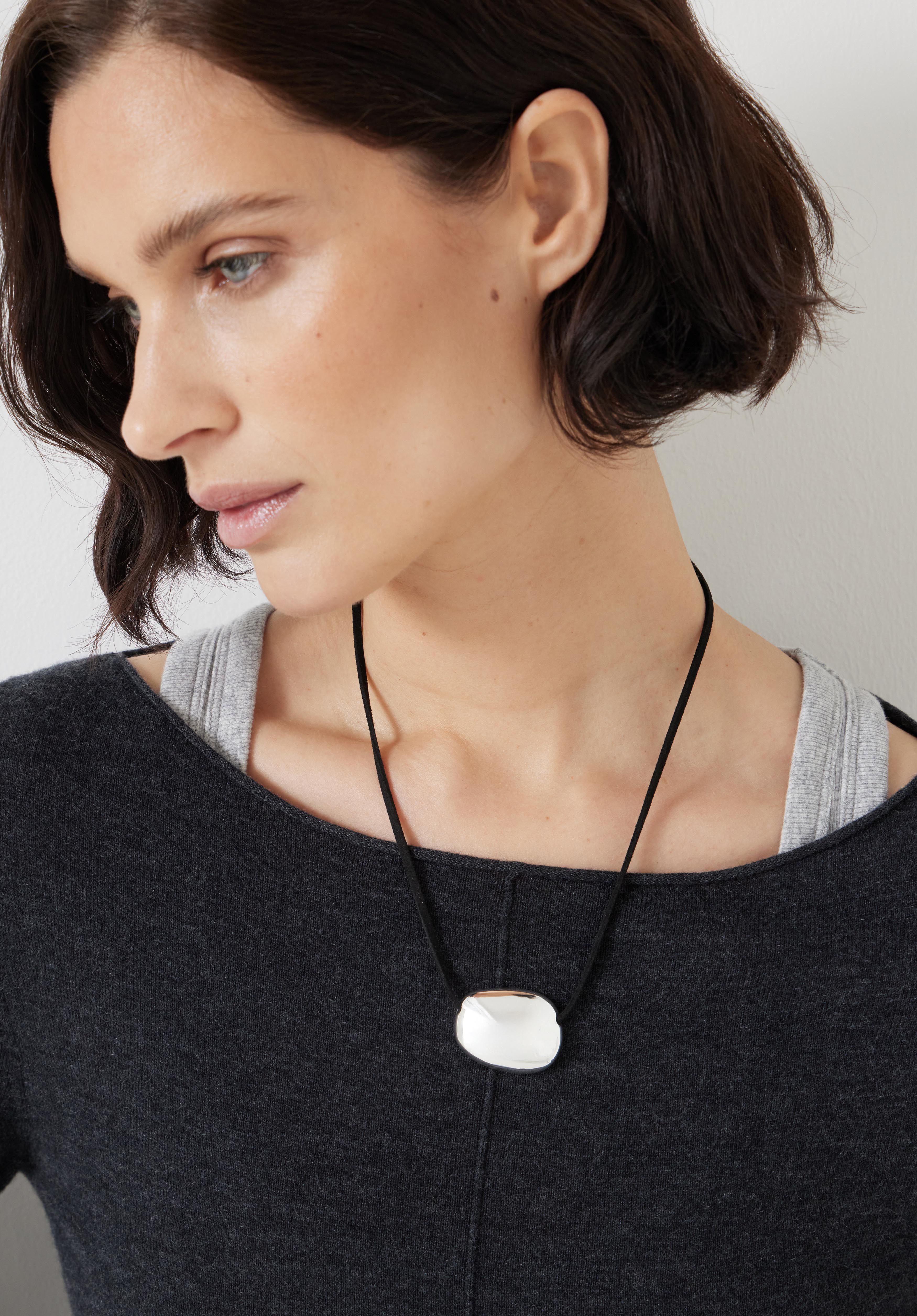 Pebble Pendant Cord Necklace