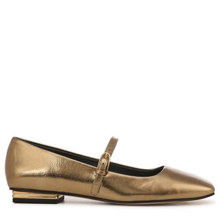 Franco Sarto, Tinsley Mary Jane Flat in Gold Faux Leather