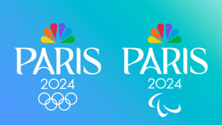 Logos of Paris Olympics on a blue background