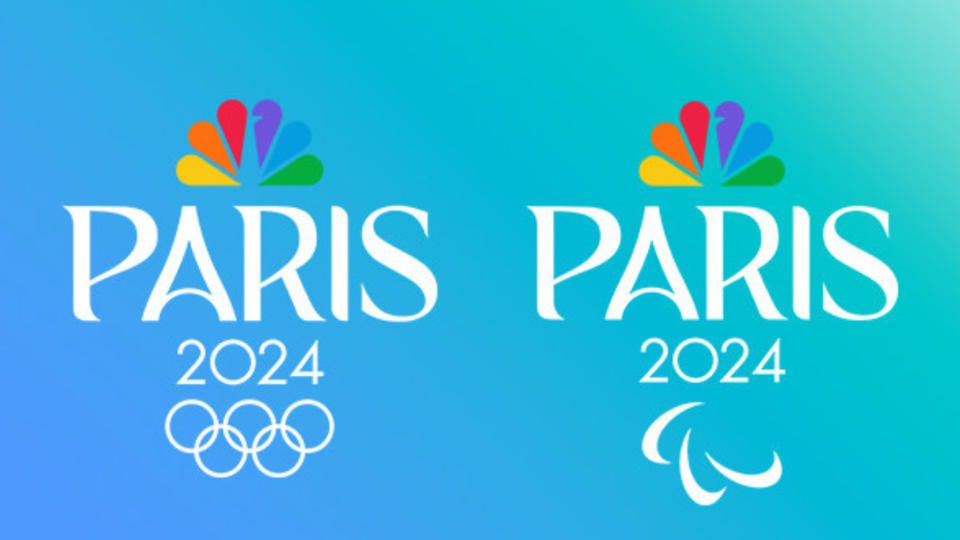 Logos of Paris Olympics and Paralympics on a blue background