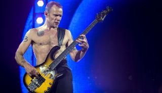 Flea of Red Hot Chili Peppers performs on stage at Ahoy on October 16, 2011 in Rotterdam, Netherlands.