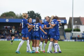 Chelsea women celebrating a goal