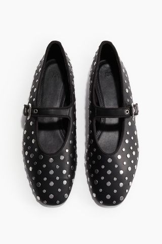 Studded Mary Jane Ballet Pumps