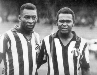 Pelé and Coutinho at Santos in 1965.