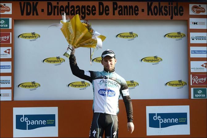 Mark Cavendish (Omega Pharma Quick Step) on the podium
