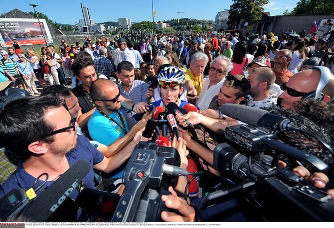 Press interview Arnaud Demare (FDJ) who was third on the day's stage