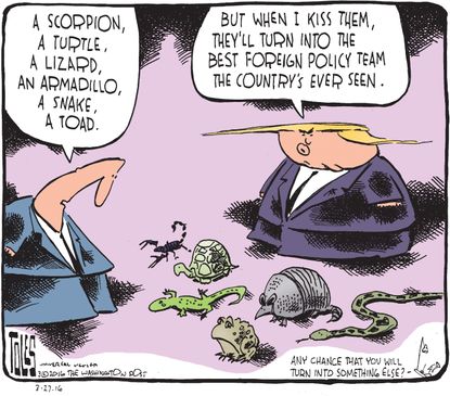 Political Cartoon U.S. Trump Foreign Policy