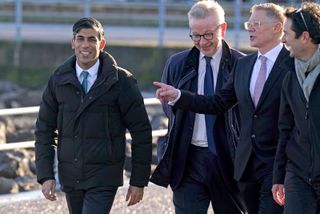 Michael Gove and Rishi Sunak walking in Durham with other Conservative members