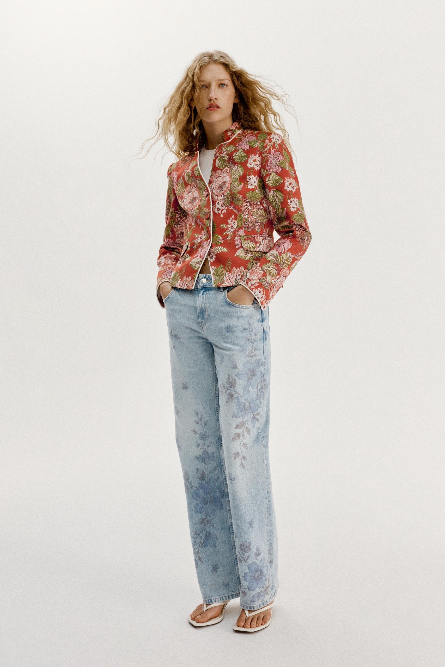 Floral Print Blazer - Multicoloured - Xs