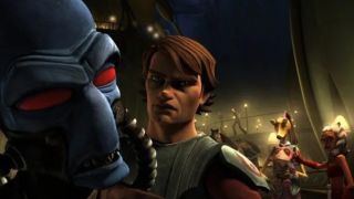 Cad Bane, Anakin Skywalker, and Ahsoka Tano on Star Wars: The Clone Wars