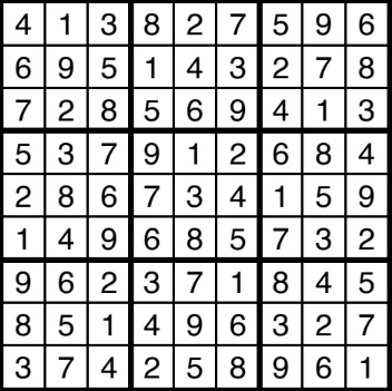 A solved sudoku.