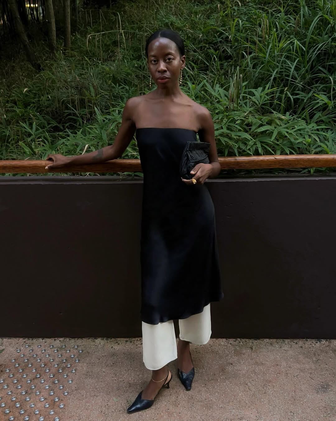 Sylvie wearing white jeans