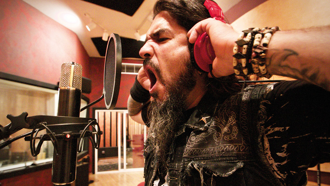 Robb Flynn from Machine Head in the recording studio