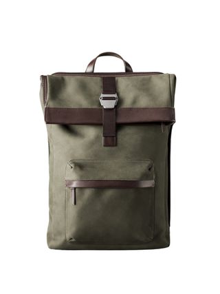 A backpack in green and brown towns features a retro-inspired look.