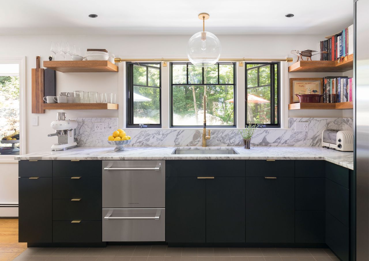 a kitchen with a dishdrawer dishwasher appliance