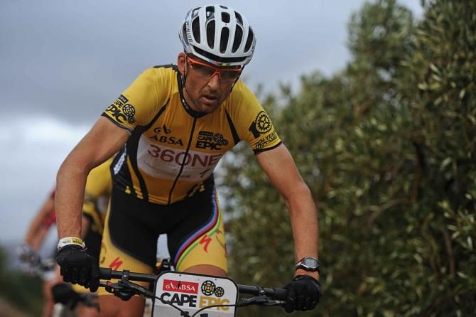 Overall race leader Christoph Sauser of Tam Burry Stander - Songo