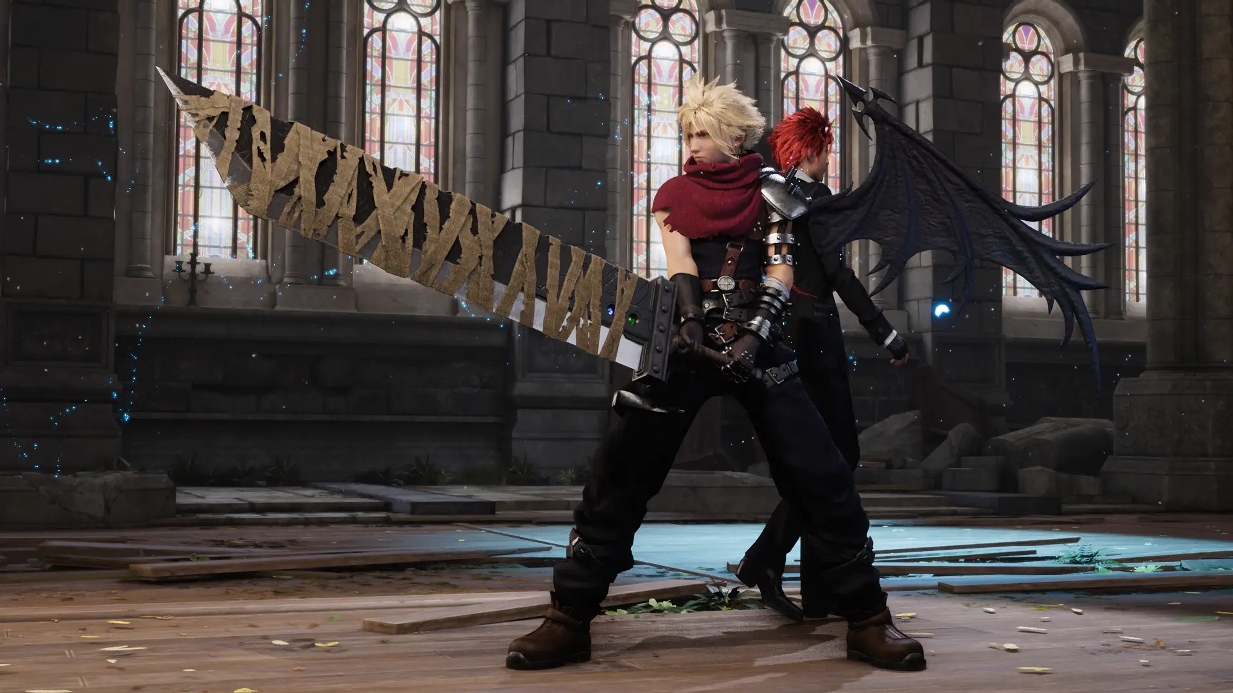 Promotional screenshot of Cloud in his Kingdom Hearts 1 outfit in a modded version of Final Fantasy VII Remake