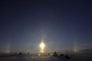Sun halo over Antarctica's Lake Ellsworth