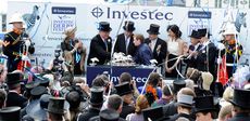 The presentation of the Epsom Derby trophy