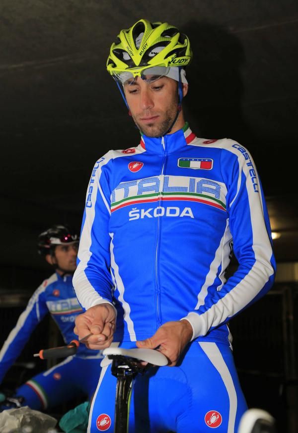 Vincenzo Nibali (Italy) prepares for a training ride.