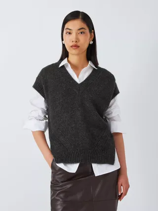 John Lewis Alpaca Wool Blend Tabard, Charcoal