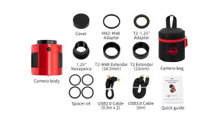 Image shows the ZWO ASI1533MC Pro box contents
