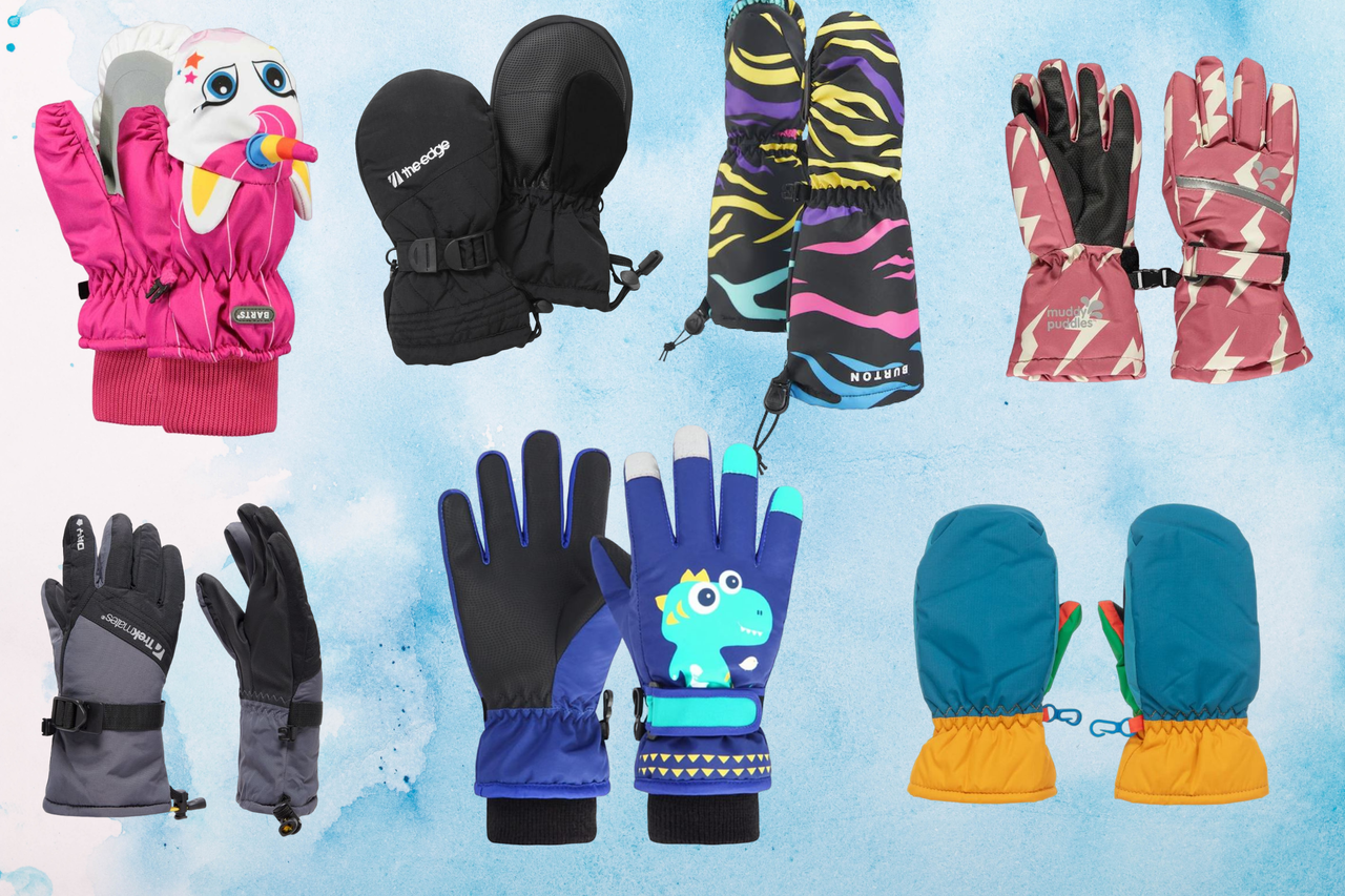 collage showing some of the best kids&#039; waterproof gloves