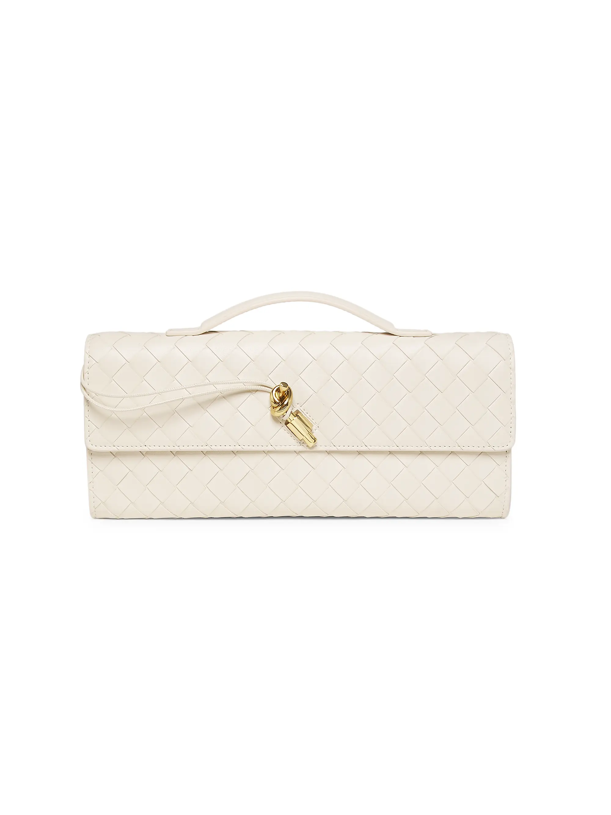 Andiamo Intrecciato Leather Top-Handle Clutch