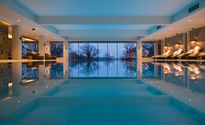 The Spa at South Lodge Hotel swimming pool, West Sussex, UK