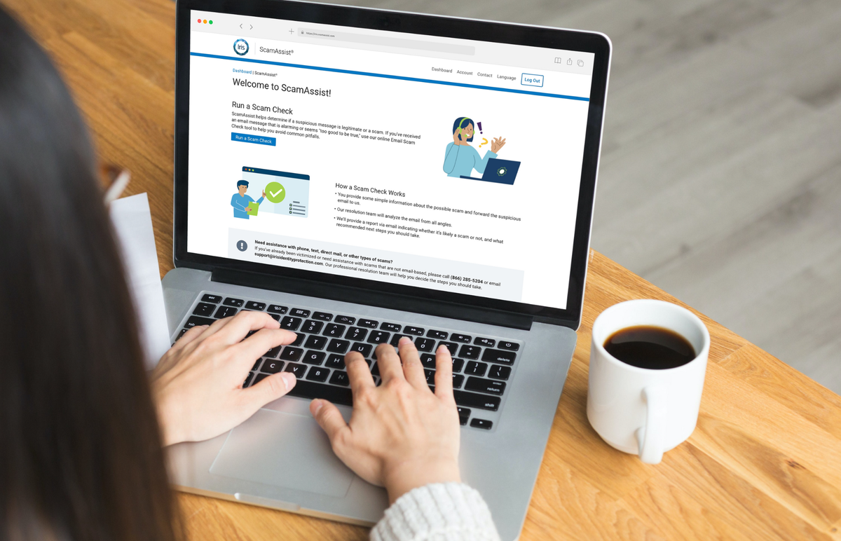  Iris ScamAssist dashboard on laptop screen 